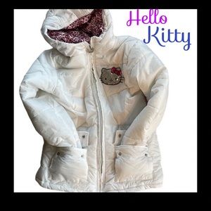 Hello kitty girls white long sleeve puffer winter puffer jacket